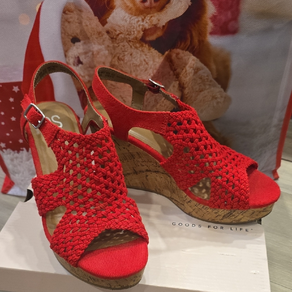 Women's Red Wedge andals